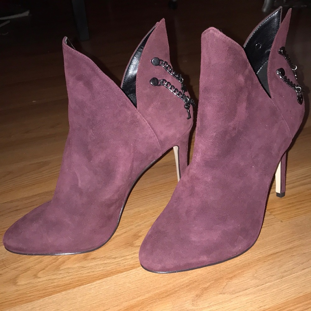BCBGeneration Chained microsuede cutout booties